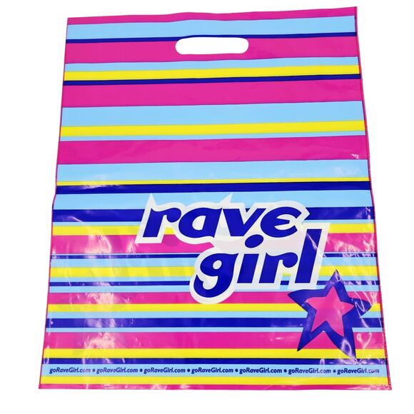 Rave Girl | Party Supplies | Y2k Rave Girl Rainbow Plastic Shopping Bag ...